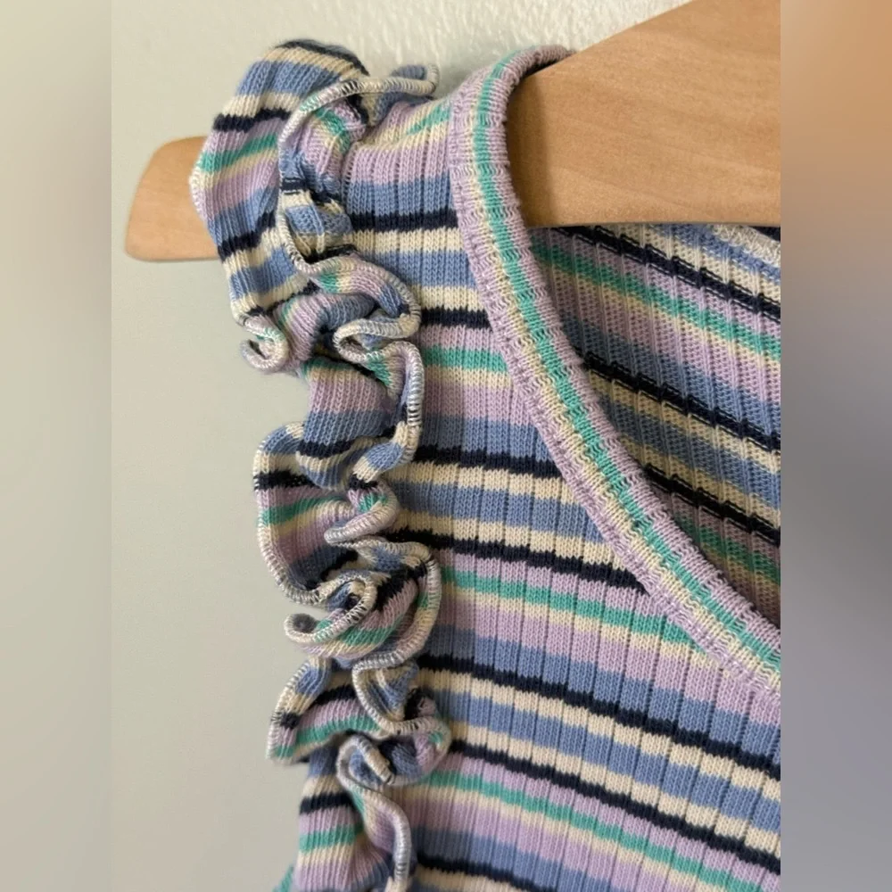 Buho. Tank Top Girl’s 8 8Y Ruffled Sleeveless Ribbed Striped Spring Summer